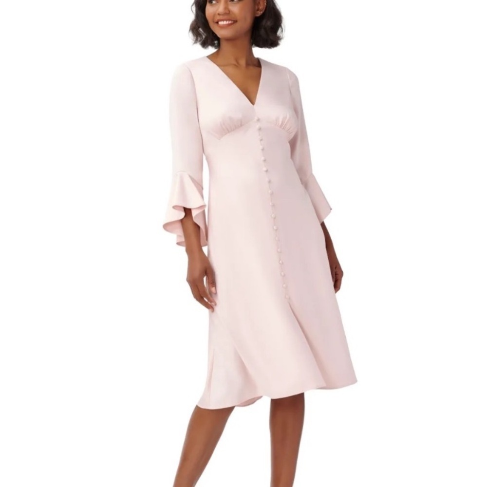 New! Adrianna Papell satin crepe empire waist light pink dress 2588